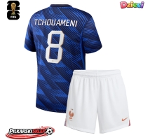 Francja Aurelien Tchouameni #8 Koszulka Podstawowa dzieci MŚ 2026 Krótki Rękaw (+ krótkie spodenki)